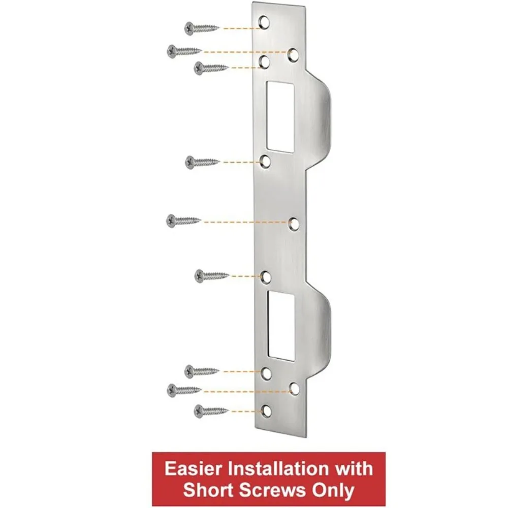 Door Latch Guard Plate I Shaped Stainless Steel Door Outswing Angle Latch Protector 11 Inch Striker Plate Door Lock Repair Parts