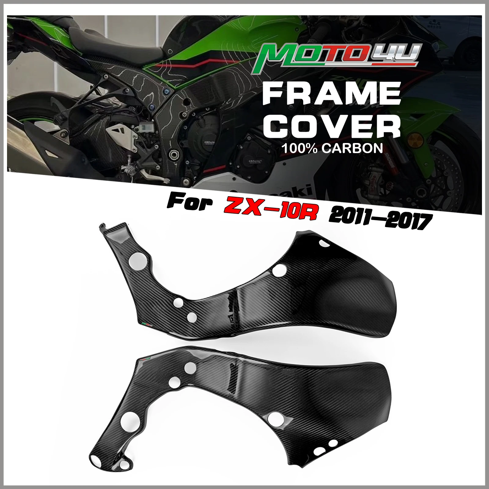 

100% Carbon Fiber Frame Covers Panels Protectors Guards Twill Weave For KAWASAKI ZX10r ZX 10R 2011 2012 2013 2014 2015 2016 2017