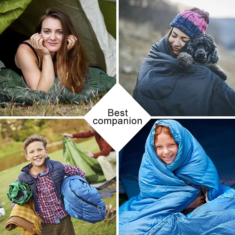 PACOONE Camping Sleeping Bag Lightweight 4 Season Warm Envelope Backpacking Outdoor Mummy Cotton Winter Sleeping Bag