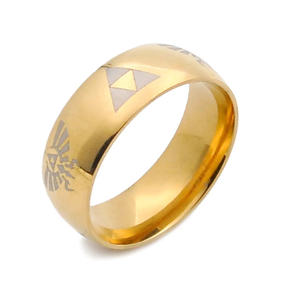 Stainless Steel LOZ Triforce Triangle Sign Ring for Men Women Fashion Metal Finger Rings Fans Cosplay Party Jewelry Accessories