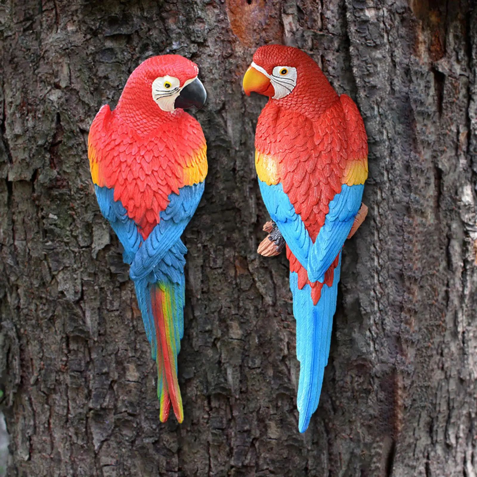 

2x Parrot Decors Ideal Gift Delicate Resin Realistic Parrot Sculptures Garden Statues for Yard Patio Lawn Indoor Outdoor Home