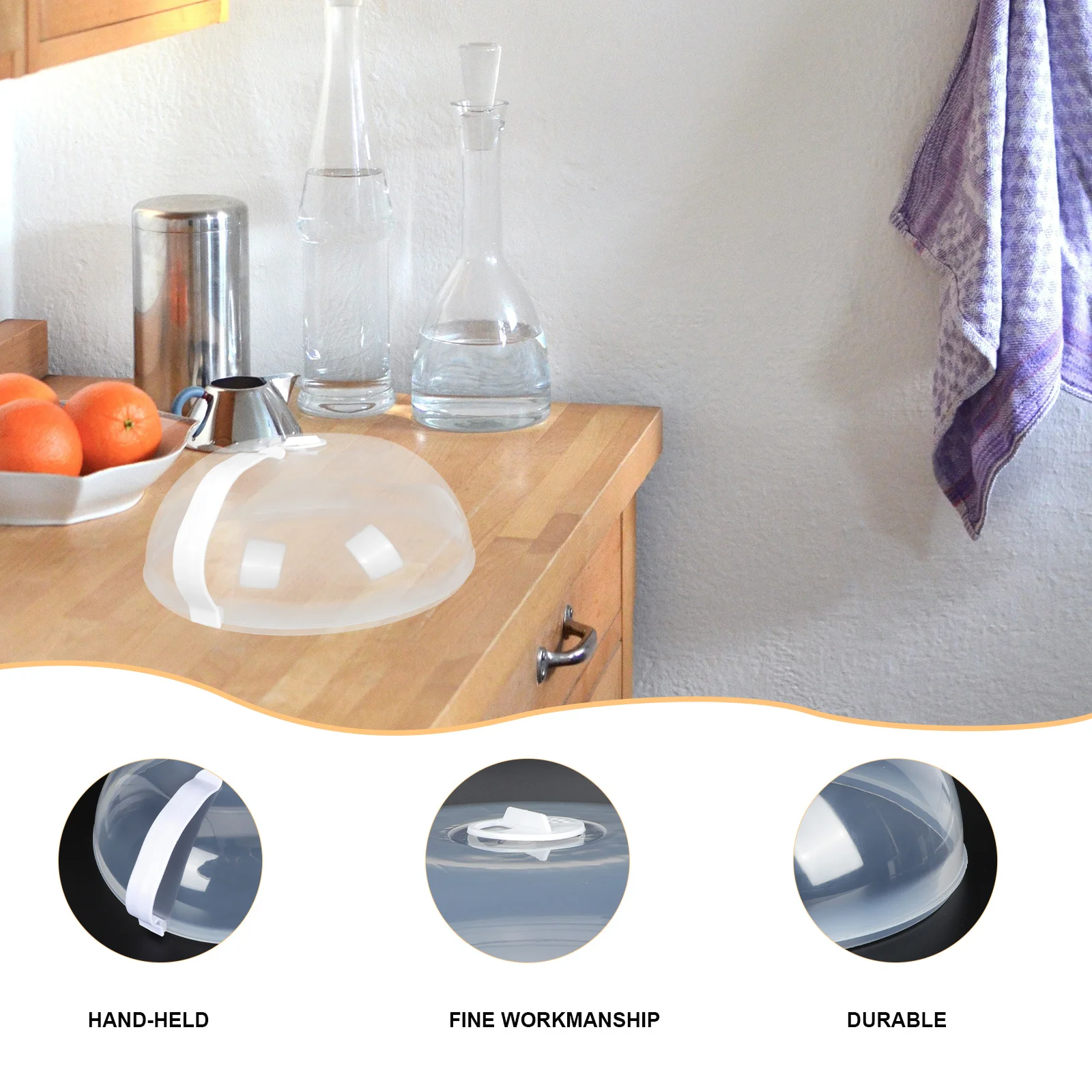 

4Pcs Food Protective Cover Heavy-Duty Sturdy Home Food Cover with Handle for Long-Term Use Microwave Oil-Proof Kitchen Supply