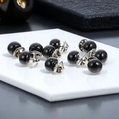 

10pcs Invisible Snaps Anti Emptied Brooches Small Pin Black Faux Pearl Collar Corsages Metal Skirt Buttons Clothes Decorations