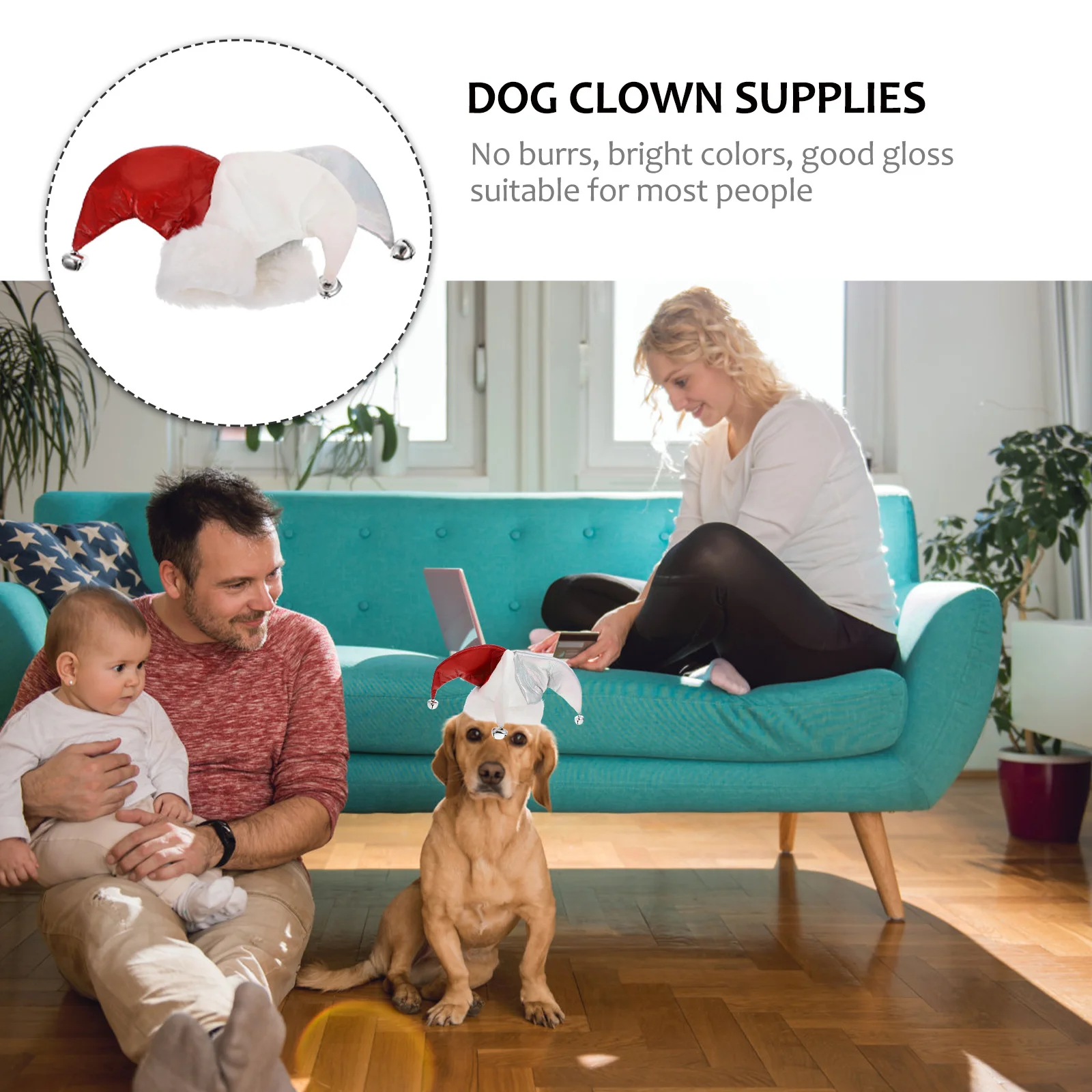 

1Pcs Pet Halloween Hat Clown Style Party Cosplay Headdress for Dogs Cats Lightweight Breathable Comfortable Festival Costume