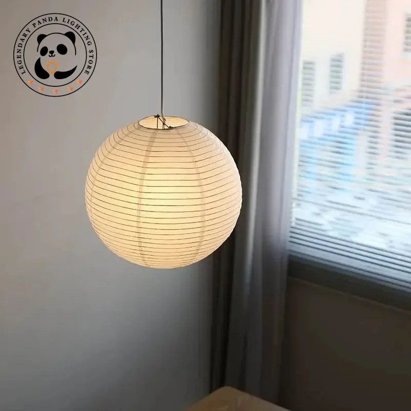 Wabi Sabi Lantern Paper Round Ball LED Pendant Lamp for Restaurant Tea Room Parlor Bedroom Home Decor Dining Lighting Chandelier