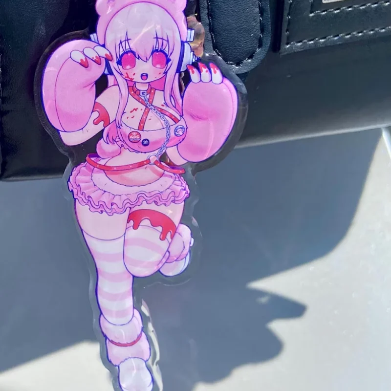 Super Sonico X Gloomy Bear Y2K Anime Vkei Moe Akrylowy Brelok Kolekcjonerski — zdjęcie 3