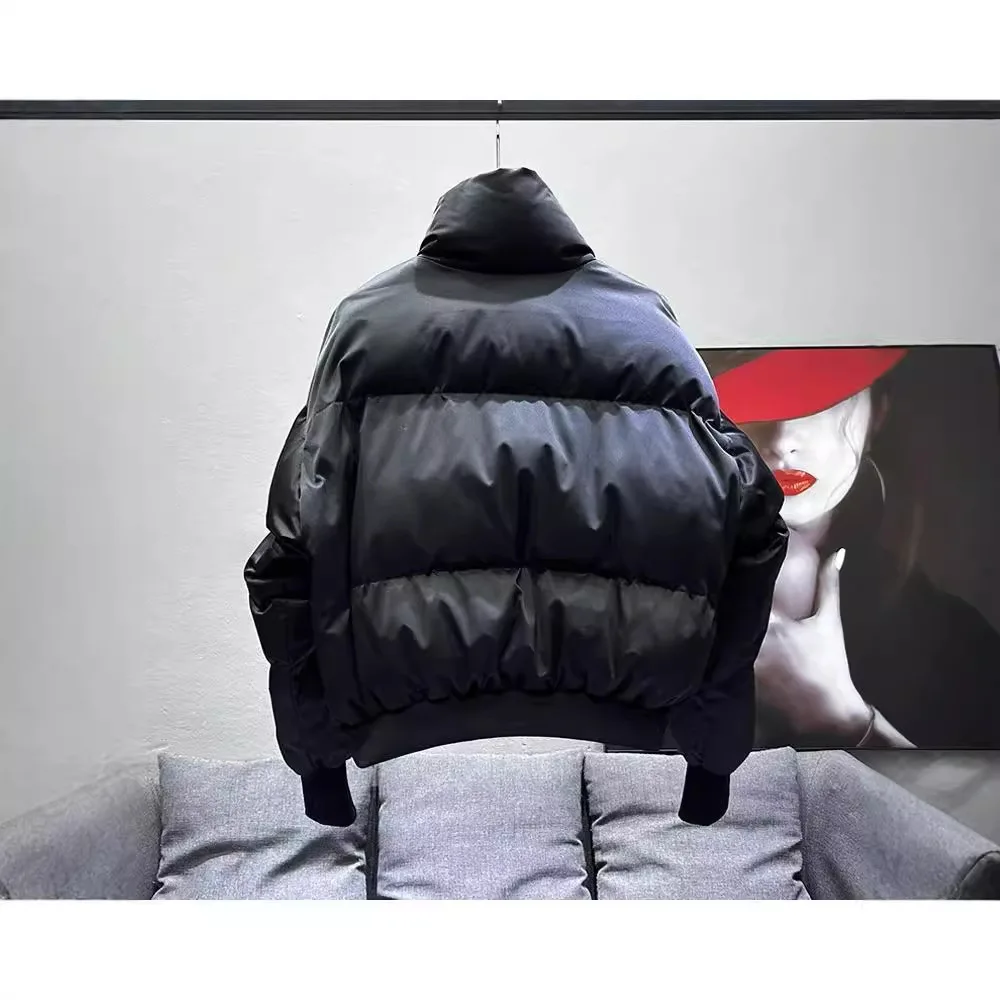 شتاء موضة جديدة أفضل بائع الرجال بلون أسود الوقوف طوق كم طويل عادية عصرية بسيطة الأساسية فضفاض مبطن معاطف