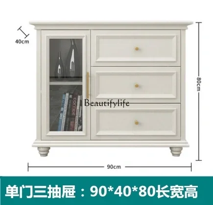 Light luxury American all-solid wood dining side cabinet Modern simple storage Household wall kitchen cupboard