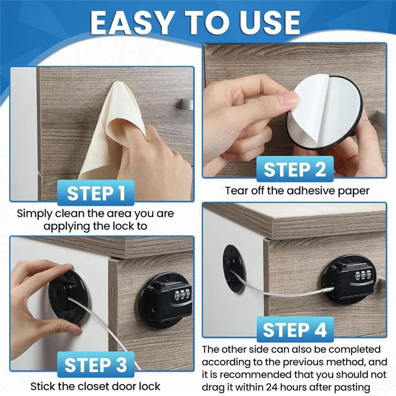 Cerraduras de gabinete con combinación de cerradura de refrigerador, cerradura de combinación de seguridad para niños con 6 destornilladores (negro), fácil de usar, 6 uds.
