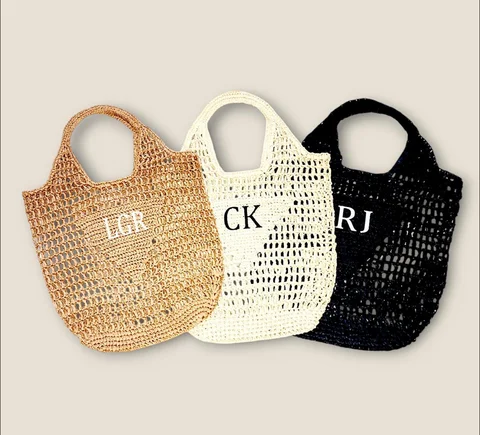 Personlig raffia-strandväska, anpassad stråväska, strandväska, anpassad vävd väska med initialer, personlig present, födelsedagsresa-väska 10 best sales specialdesignad strandväska - №5