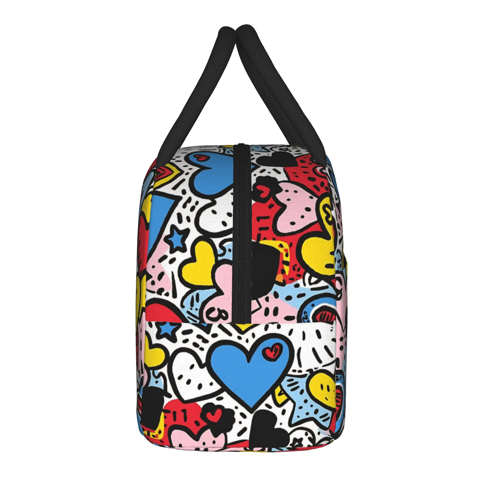 Hearts Celebration Hearts Pattern Insulated Lunch Bags High Capacity  Reusable Thermal Bag Tote Lunch Box Outdoor Food Bag