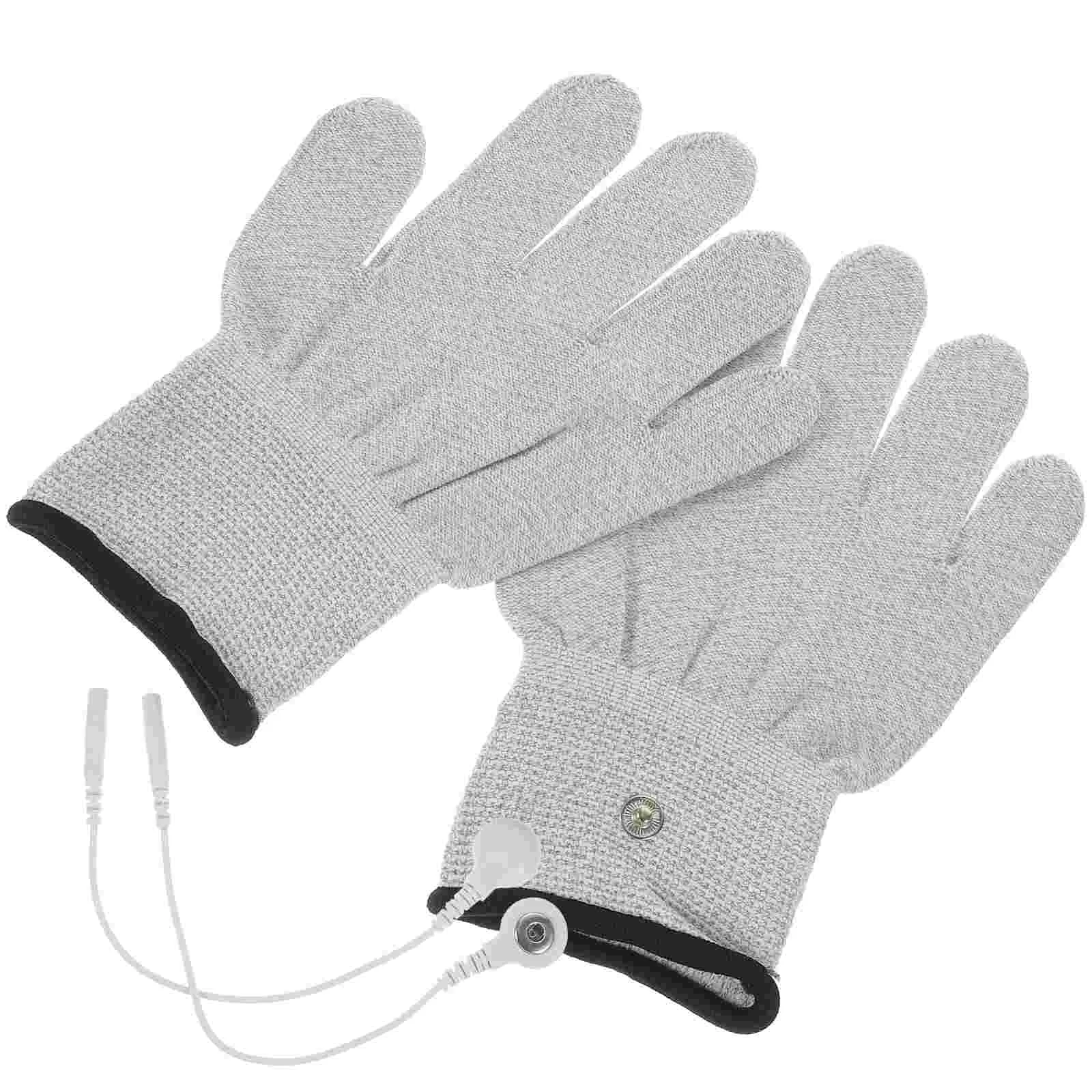 

1 Pair White Silver Fiber Electric Therapy Gloves Electric Massage Therapy Accessory- Universal Cotton Massage Gloves With 2pcs