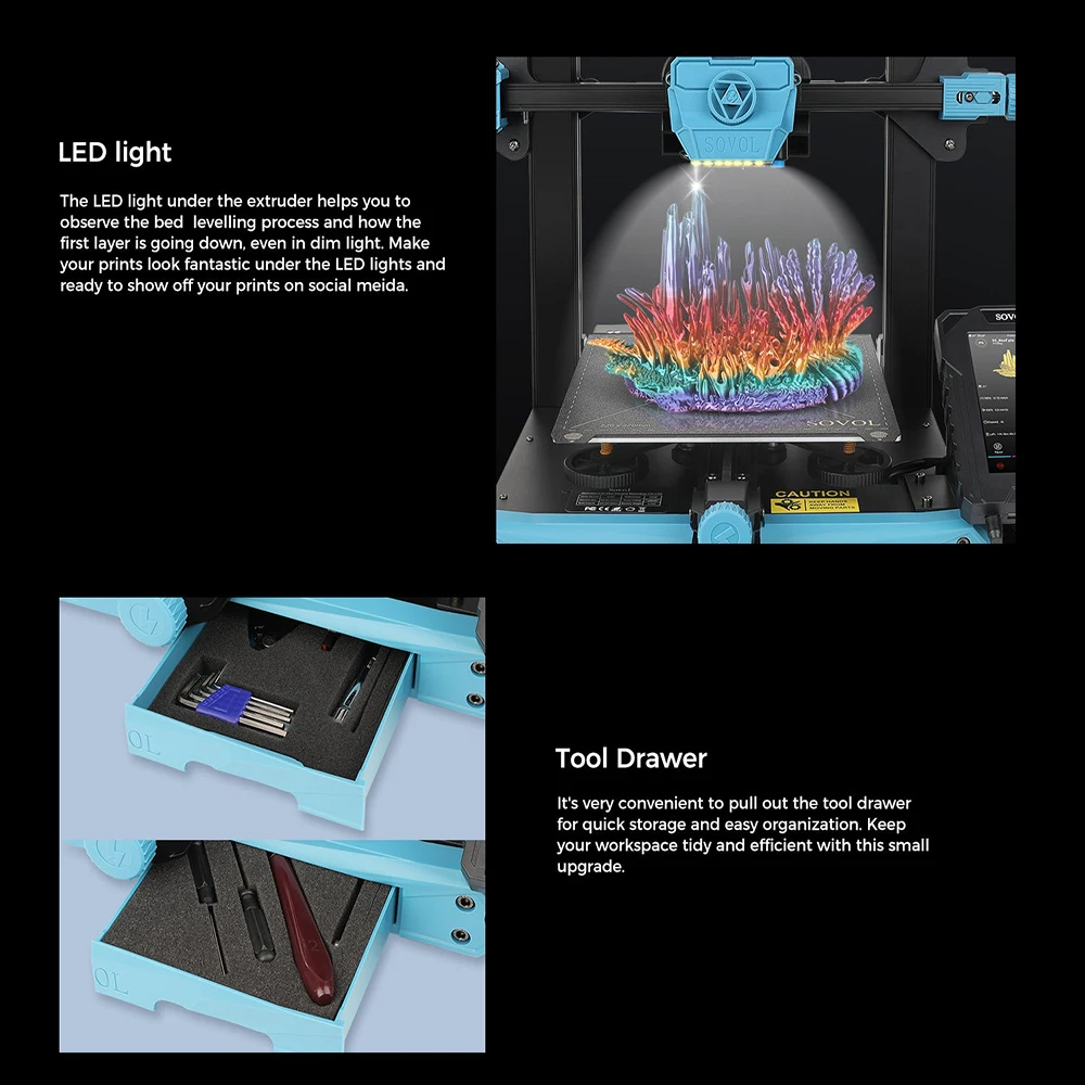 Sovol SV07 Klipper Direct Drive Extruder 3D Printer Print Speed 250mm/S FDM Auto Leveling 32 Bit Silent Board Impresora 3d