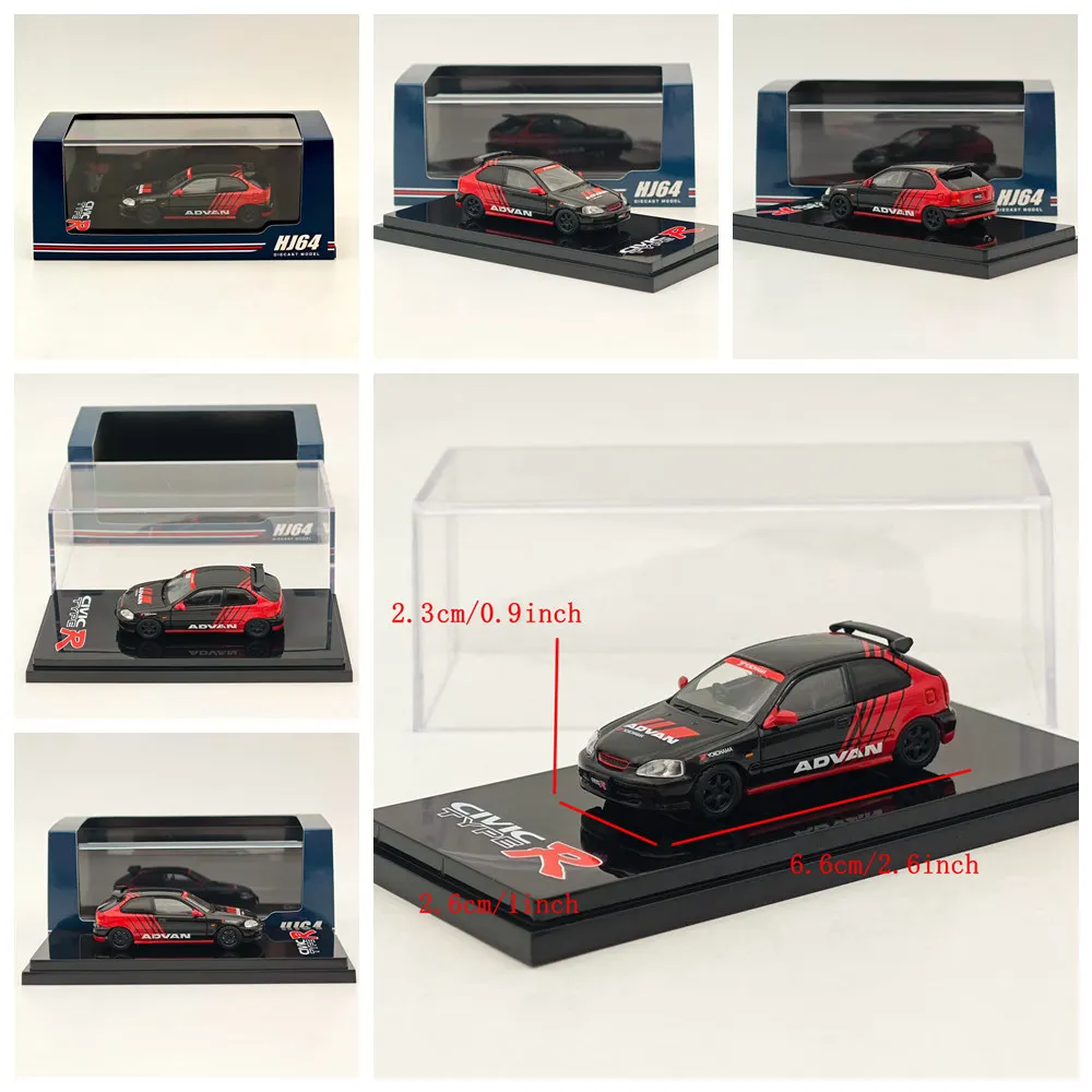 Hobby Japan 1:64 CIVIC TYPE R (EK9) 1997 Custom Sunlight Starlight Championship ADVAN with Engine Diecast Models Car Collection