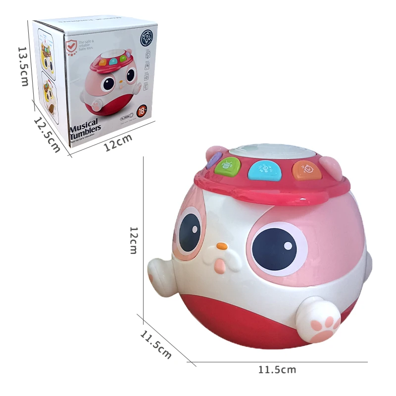 5in1 Baby Cartoon Hand Drum Toy Music Drum Toys Musical Dog Tumbler Toy with Light & Music Early Educational Toys for Kids Gifts