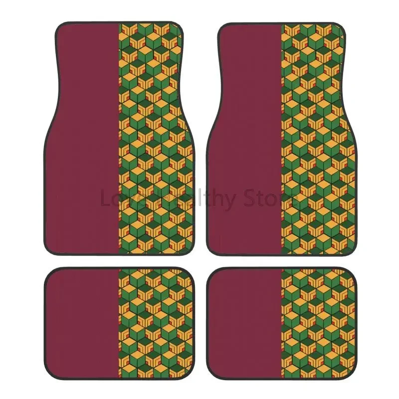 أنيمي شيطان القاتل Tomioka Giyu الحصير سيارة مجموعة من 4 قطعة السجاد السجاد العالمي عدم الانزلاق القدم الحصير السيارات الداخلية حامي