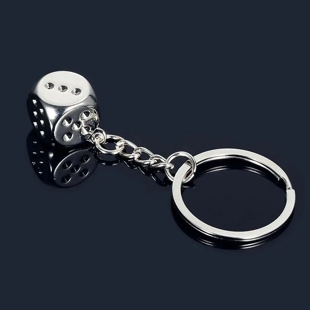 Metal Creative Ornaments Trinket Charms Good Luck Dice Keychain Keyfob Car Key Ring Key Holder