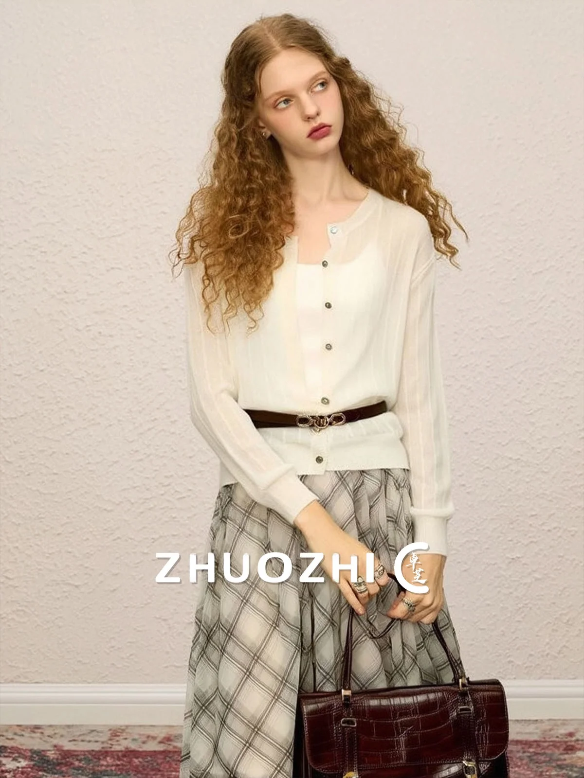 

ZhuoZhi Minimalist Knitted Cardigan Spring 2026 New Lazy Atmosphere Woolen Sweater Coat Casual Style Long Sleeve round Neck