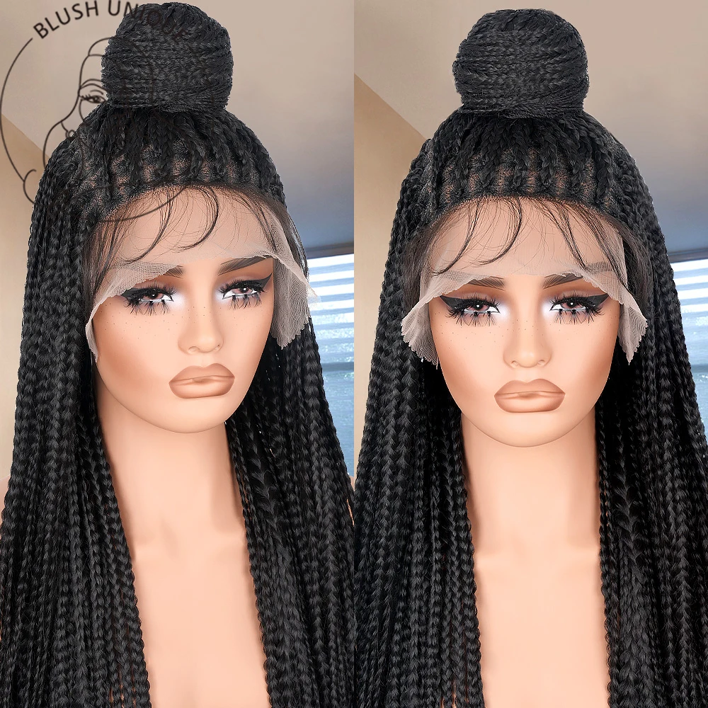 HD Full Lace Braided Wigs Knotless Box Braid Wig Synthetic Braided Lace Front Wigs Braid wigs with Baby Hair for Women 34 inch