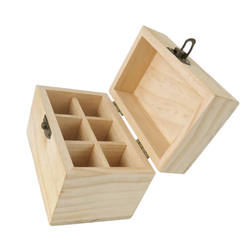 Elegant 6 Grids Essential Oil Organizer Wooden Storage Box for Desk Room Skincare Perfume Bottle Holder Bamboo Rack