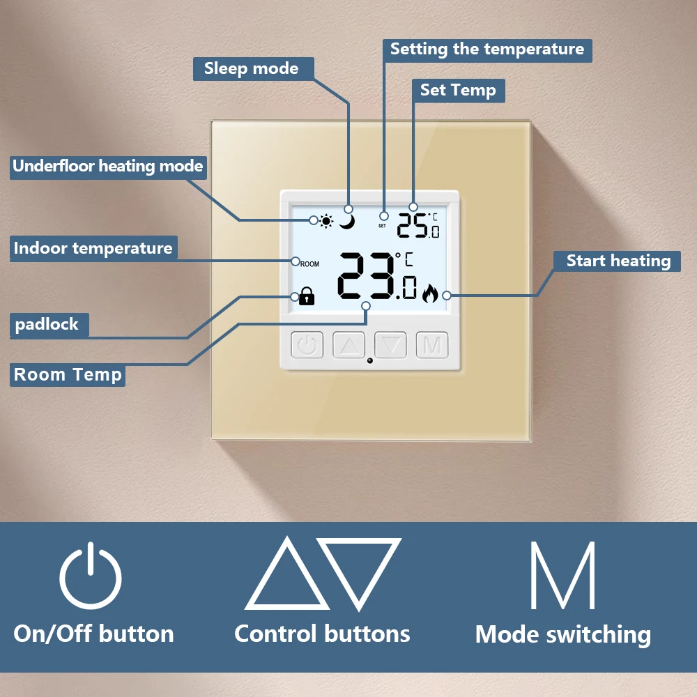 Bingoelec Mechanical Thermostat LCD Display Programmable Thermostat Temperature Controller For Floor Heating Electric