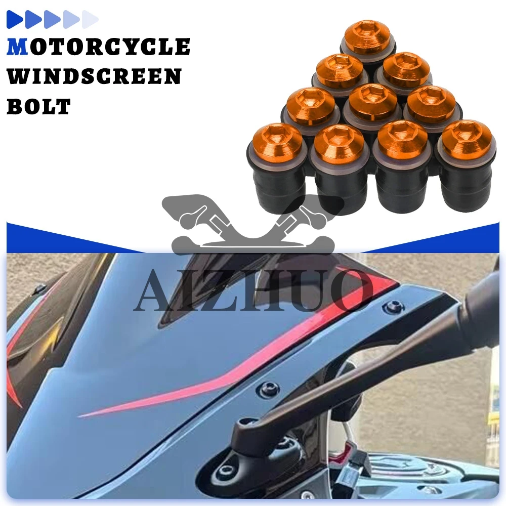 

5mm 10PCS For Ducati 748 916 996 998 749 999 848 1098 1198 Panigale 899 959 1199 1299 Windscreen Windshield Bolts Screws Nut