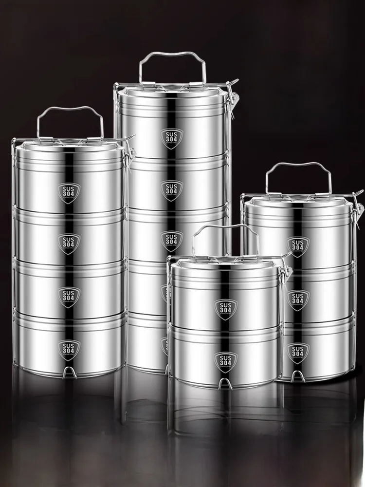 

Large Capaci Stainl Steel Multi-layer Portable Lunch Box with Insulation And Partition Features for Office Workers