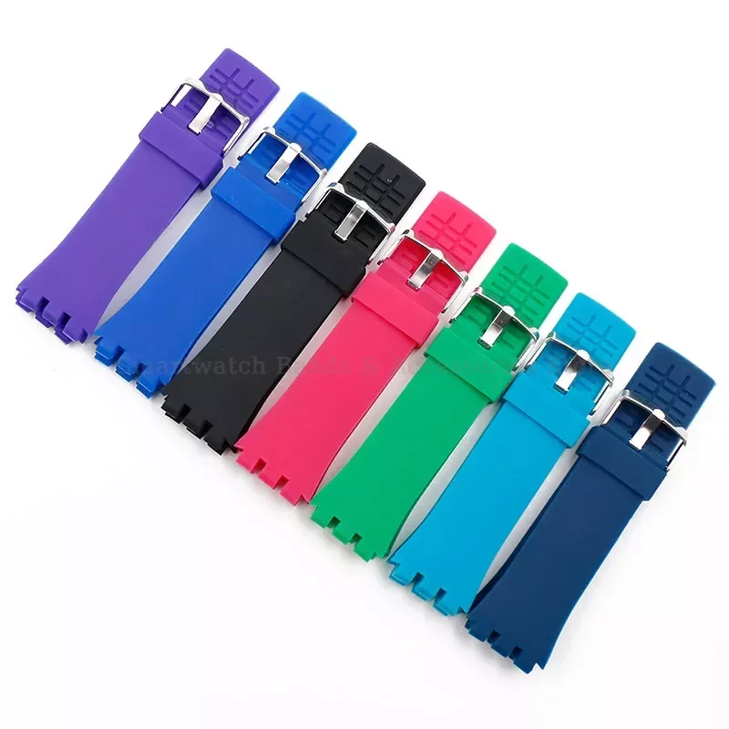 Watch Band for SWATCH TOUCH SURB100 SURW100 24mm Soft Silicone Bracelet Waterproof Replacement Men Wrist Band Watch Accessories