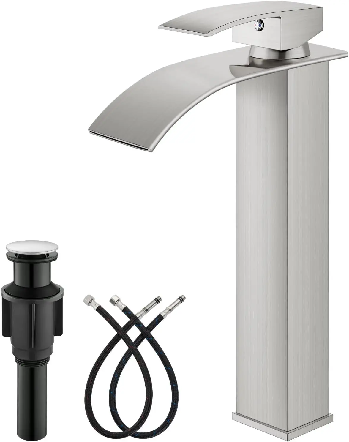 

Высокий однорычажный смеситель для раковины, из нержавеющей стали, матовый никель, с выдвижным сливом, современный дизайн