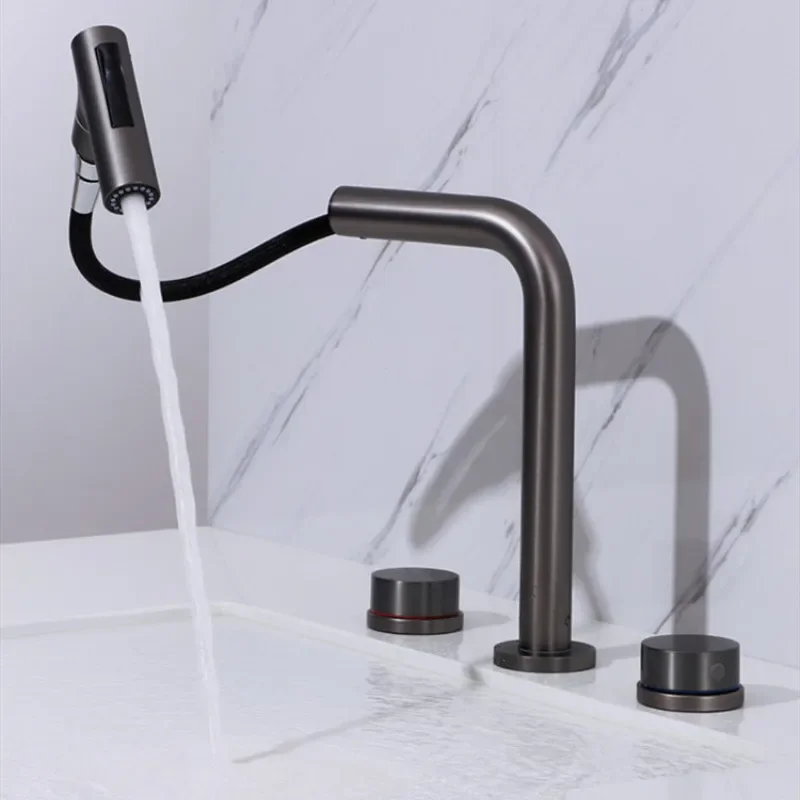 

New Basin Faucet Bathroom Widespread hot and cold cretive Brass water Mixer Tap Brush gold black Basin Water Sink Mixer crane