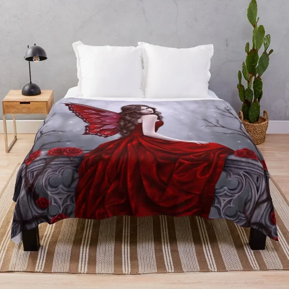

Winter Rose Butterfly Fairy Throw Blanket Flannel Furrys Decorative Sofas Decorative Throw Blankets