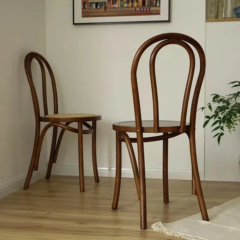 Mid Century Rattan Chair,French Style Solid Wood Dining,Thonet Type Cane Back Chair,Vintage Woven Seat for Kitchen Cafe Home view 4