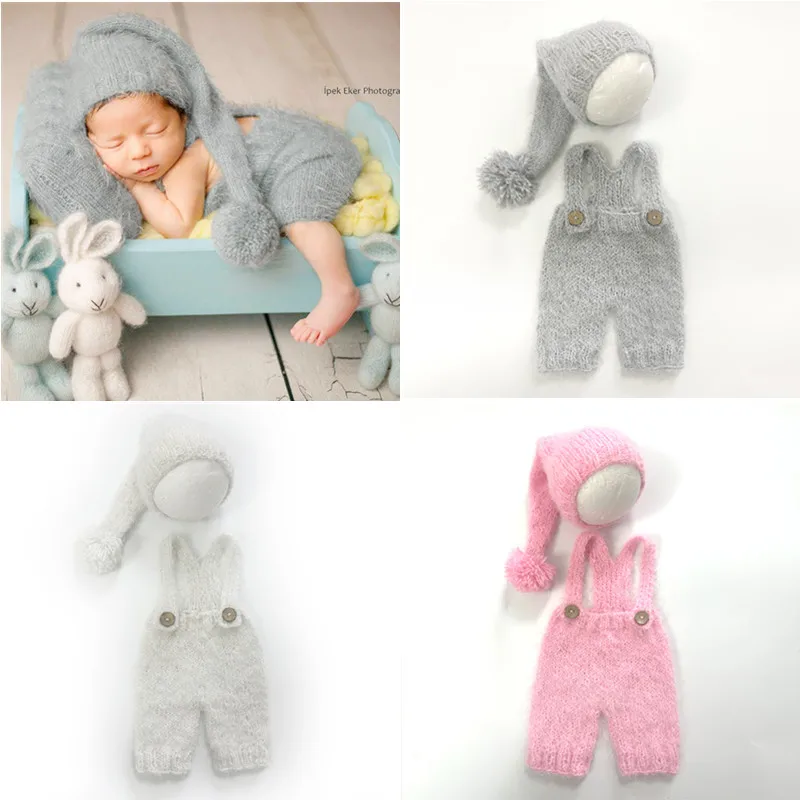 

❤️Newborn Photography Clothing Crochet Knit Hat+Overalls 2Pcs/set Studio Baby Photo Props Accessories Clothes Outfits Fotografia