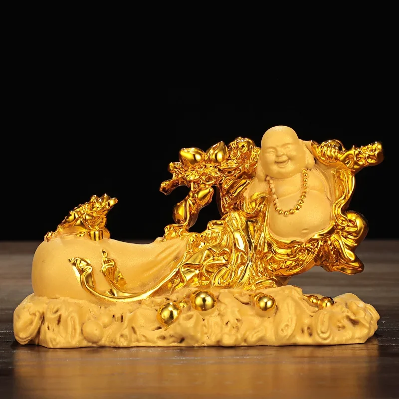 Maitreya Statue Modern Art Sculpture Crafts Resin Home Decoration Laughing Buddha Ornaments Car Decor