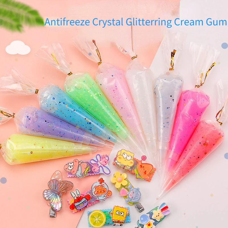 9pcs Antifreeze Crystal Glitterring Cream Gum Set Phone Case DIY Handmade Accessories Hairpin Jewelry Pen Holders Material