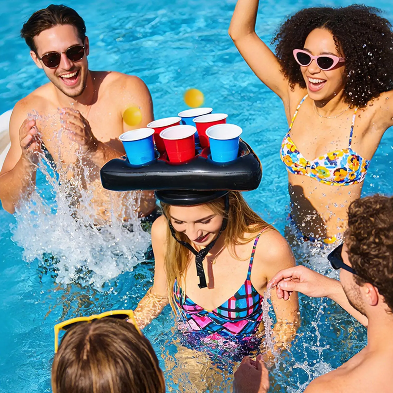Piscina inflável flutuador cerveja beber refrigerador mesa verão barra bandeja praia anel de natação festa balde suporte de copo para piscina