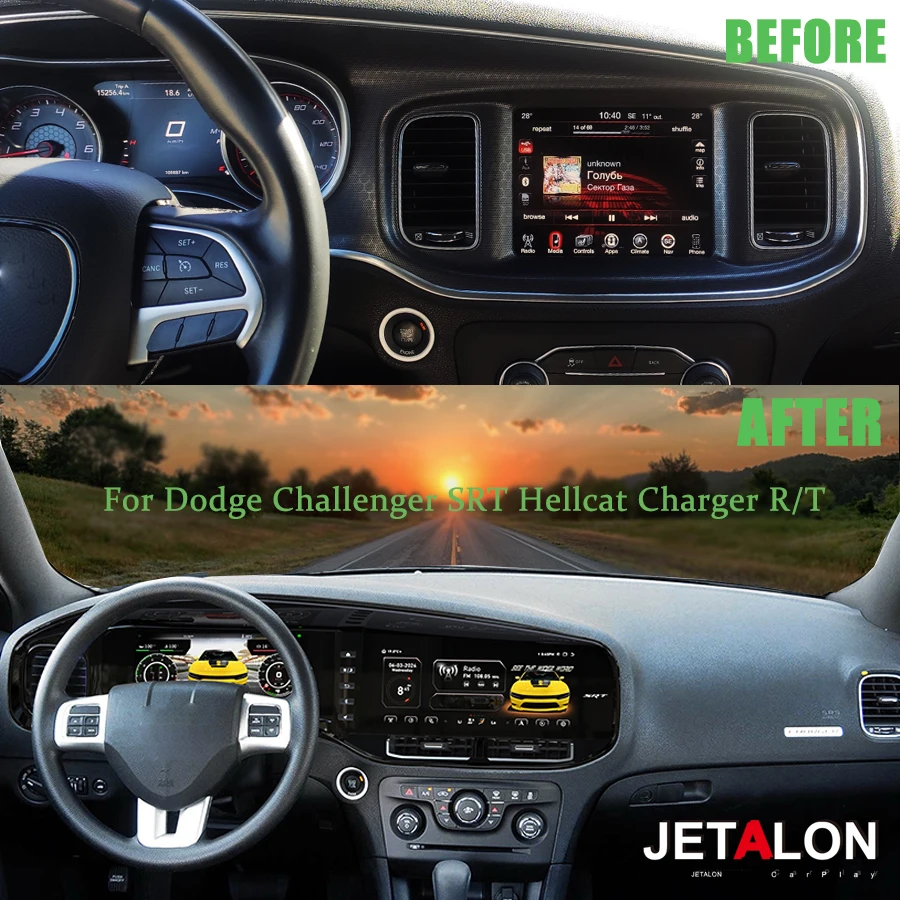 

12,3 ''для Dodge Challenger Charger SRT Hellcat 2010-2024 Carplay Android автомобильный радиоприемник ЖК-сенсорный экран мультимедийный плеер GPS Navi