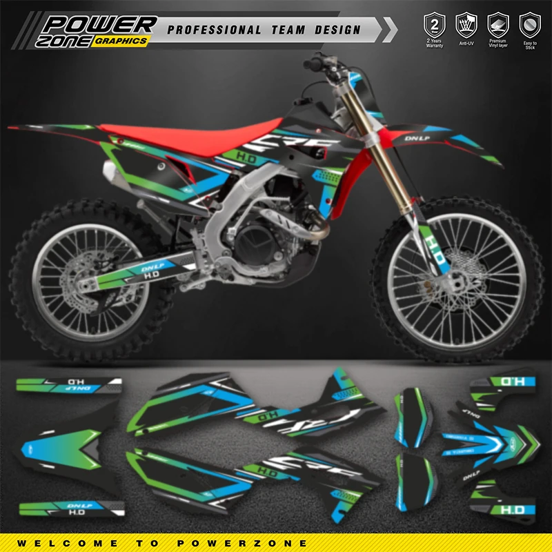 PowerZone Full Graphics Background Decals Stickers Kit For HONDA 2021 2020 2019 2018 CRF250RX 2020 2019 2018 2017 CRF450RX 005