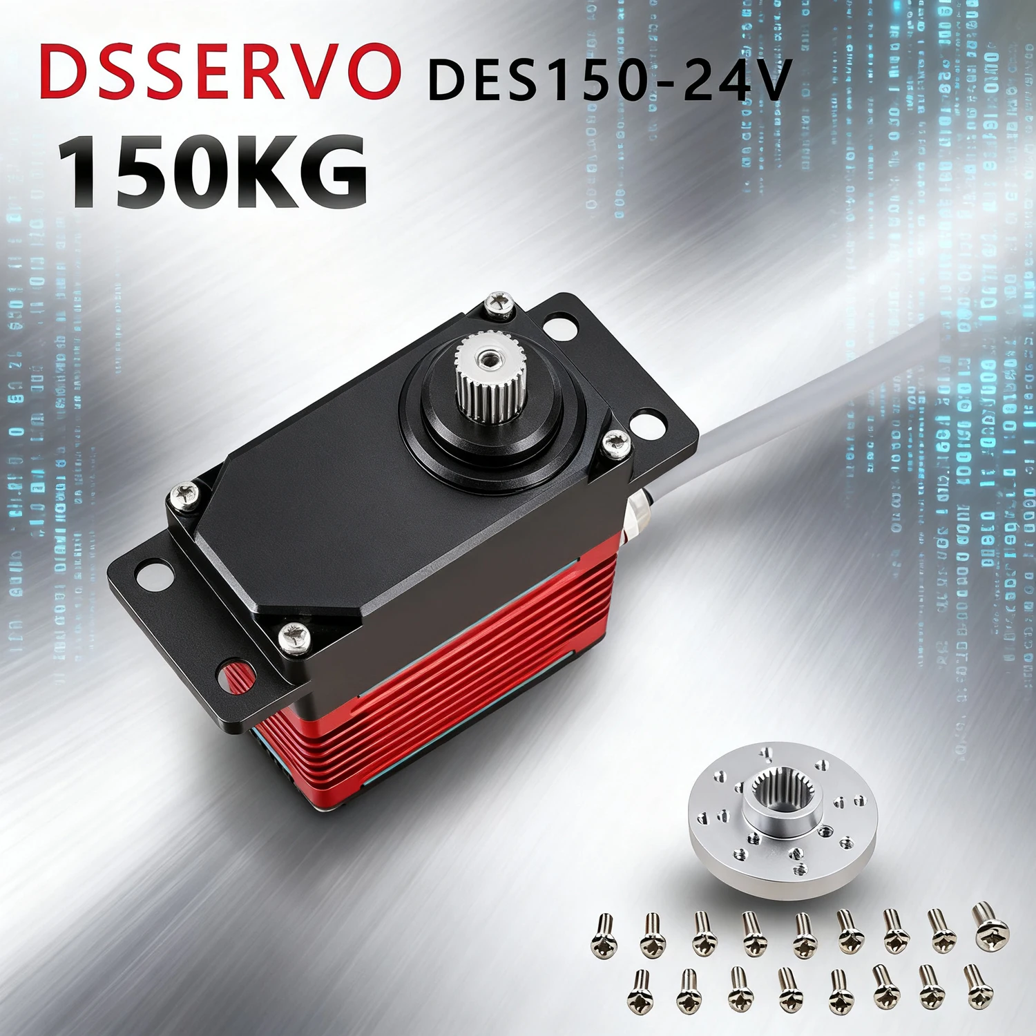DSservo DES150-12V/24V 150KG Metalen Digitale Servo Borstelloze Motor Hoge Snelheid Koppel 180/270 Graden Waterdicht voor RC Vliegtuig Robot