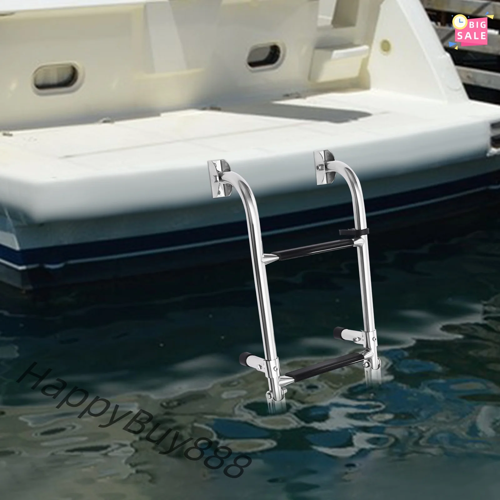 

4 Steps Marine Deck Ladder Folding Marine Boat Drop Ladder Stainless Steel Folding Boat Swim Ladder Boat Boarding Ladder