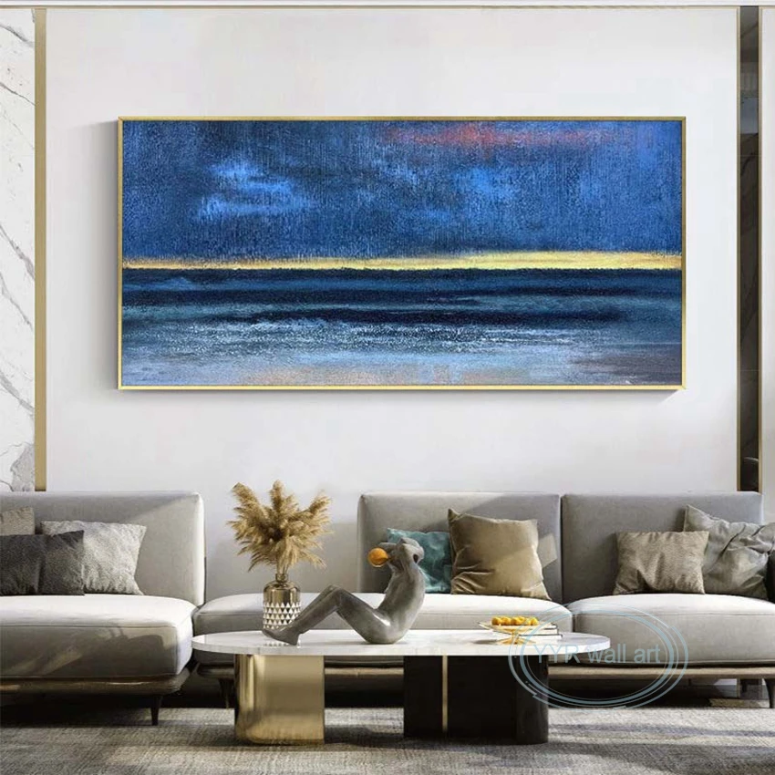 

New Canvas Wall Art For Living Room Bedroom Aisle Decoration Oil Painting 100% Handmade Abstract Dark Blue Texture Acrylic Mural