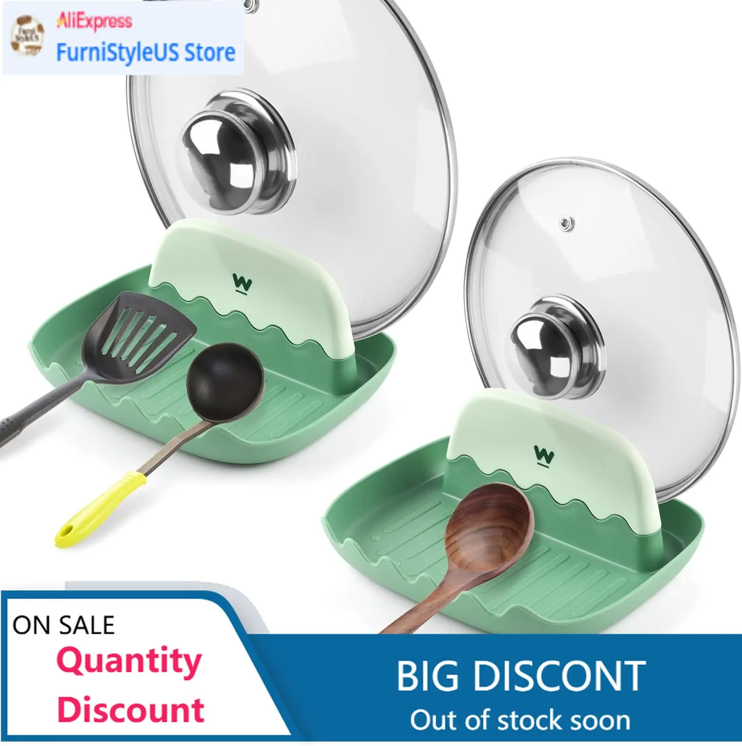 

Подставки для ложек и крышек - 2 шт. Подставки для ложек с держателем для крышек, аккуратные и не оставляющие следов, для столешниц и плит, термостойкие.