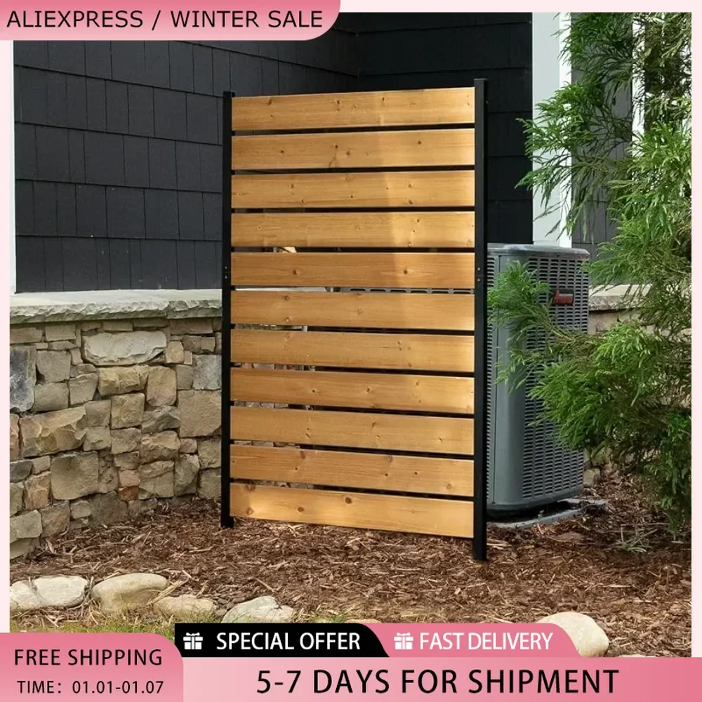 Outdoor Privacy Fence Screen 5ft H X 3.2ft W Concord Wood Perfect to Hide Trash Cans (1-Panel) Freight Free Fence for Garden