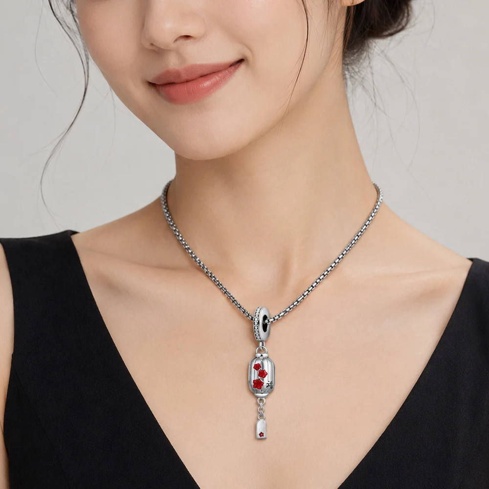Laternen-Anhänger aus Sterlingsilber 925, edler Schmuck für Damen, Glücksgeschenk – Detail 2