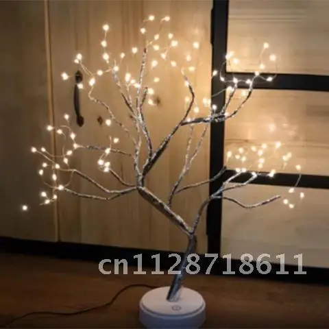 

Romantic Mini Christmas Tree 36/60/108 LED Touch Night Light USB/Battery Powered Copper Wire Garland Fairy Table Lamp Gift