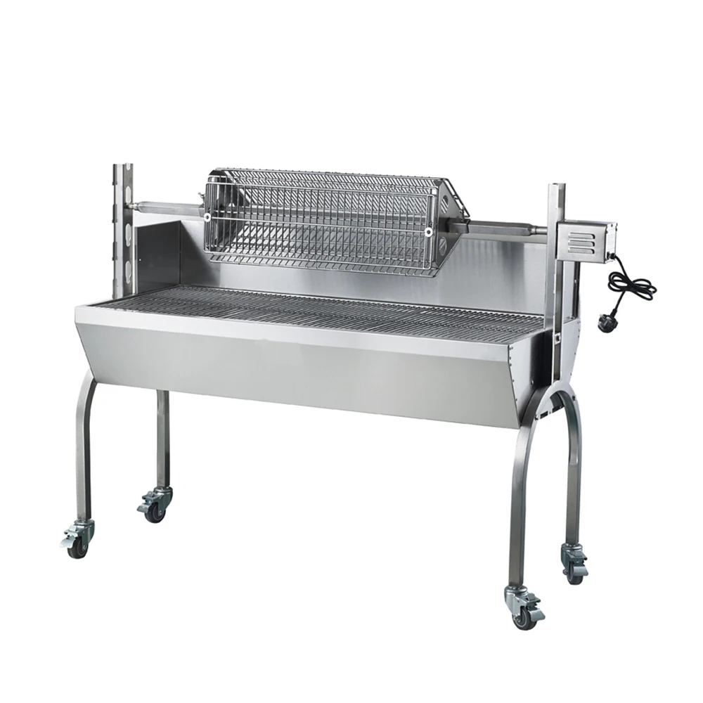 Iron Charcoal Grill Spit Rotisserie With Oxygen Depletion Safety Device For Commercial Lamb And Pig BBQ Roasting Freestanding