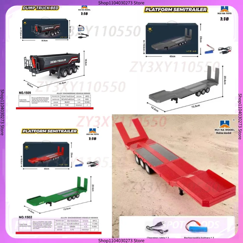 

Новый радиоуправляемый полуприцеп-самосвал Huina 1509 (масштаб 1:18) с электрическим подъемом, для радиоуправляемых тракторов-грузовиков 1501, с задними фонарями, опорной стойкой, без звуковой системы.