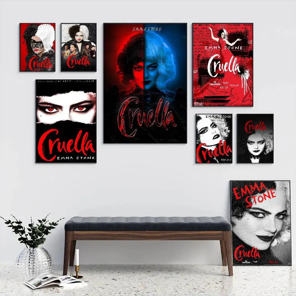 

Movie C-Cruella Anime Posters Sticky HD Quality Wall Art Retro Posters for Home Kawaii Room Decor