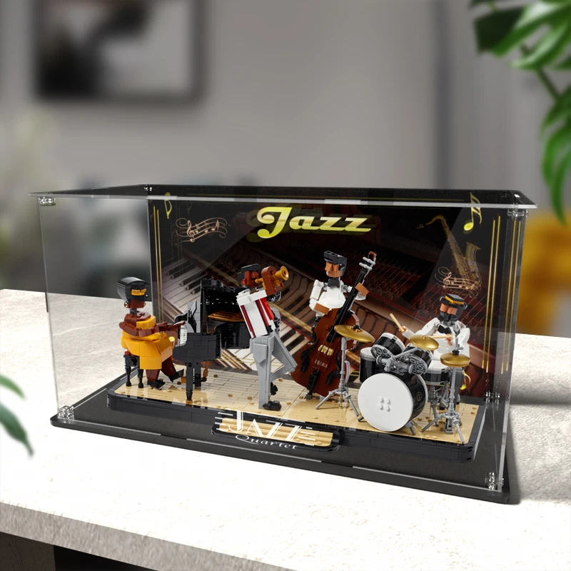 Acrylic Display Box for Lego 21334 Jazz Quartet Dustproof Clear Display Case (Toy Bricks Set not Included）