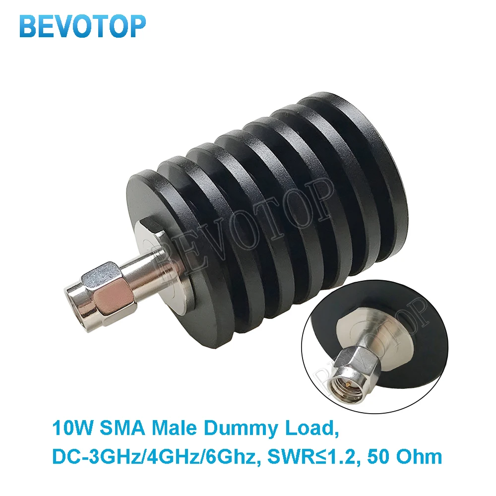 1Pcs 10W SMA Male Plug Connector RF Coaxial Termination Dummy Load 3GHz/6GHz 50ohm Nickel Plated RF Accessories BEVOTOP